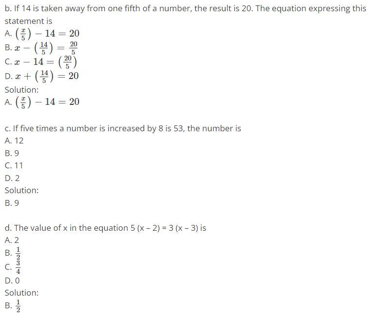 KSEEB Solutions For Class 8 Maths Chapter 8 Linear Equations In One ...